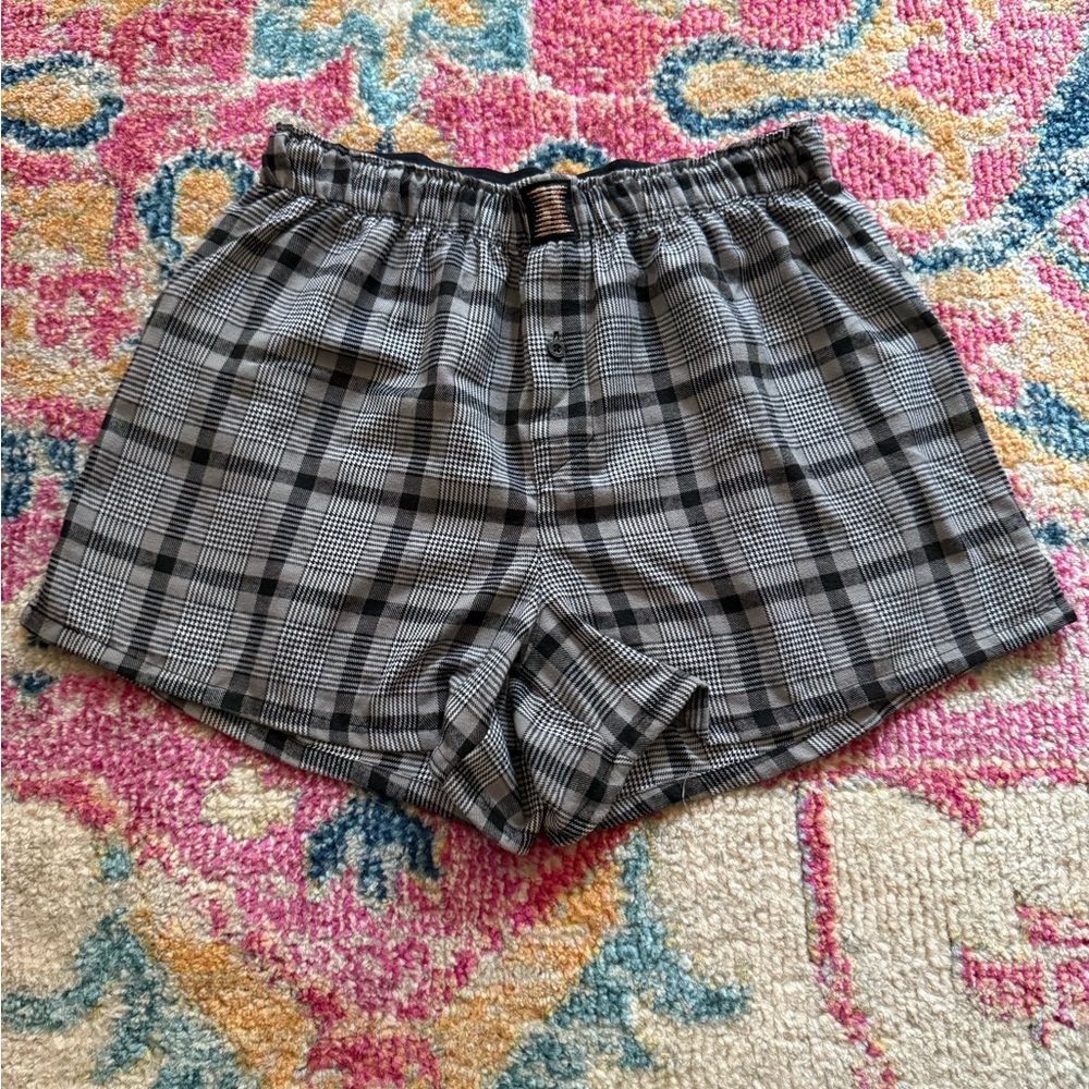 Savage X Fenty Black and White Plaid Boxers
